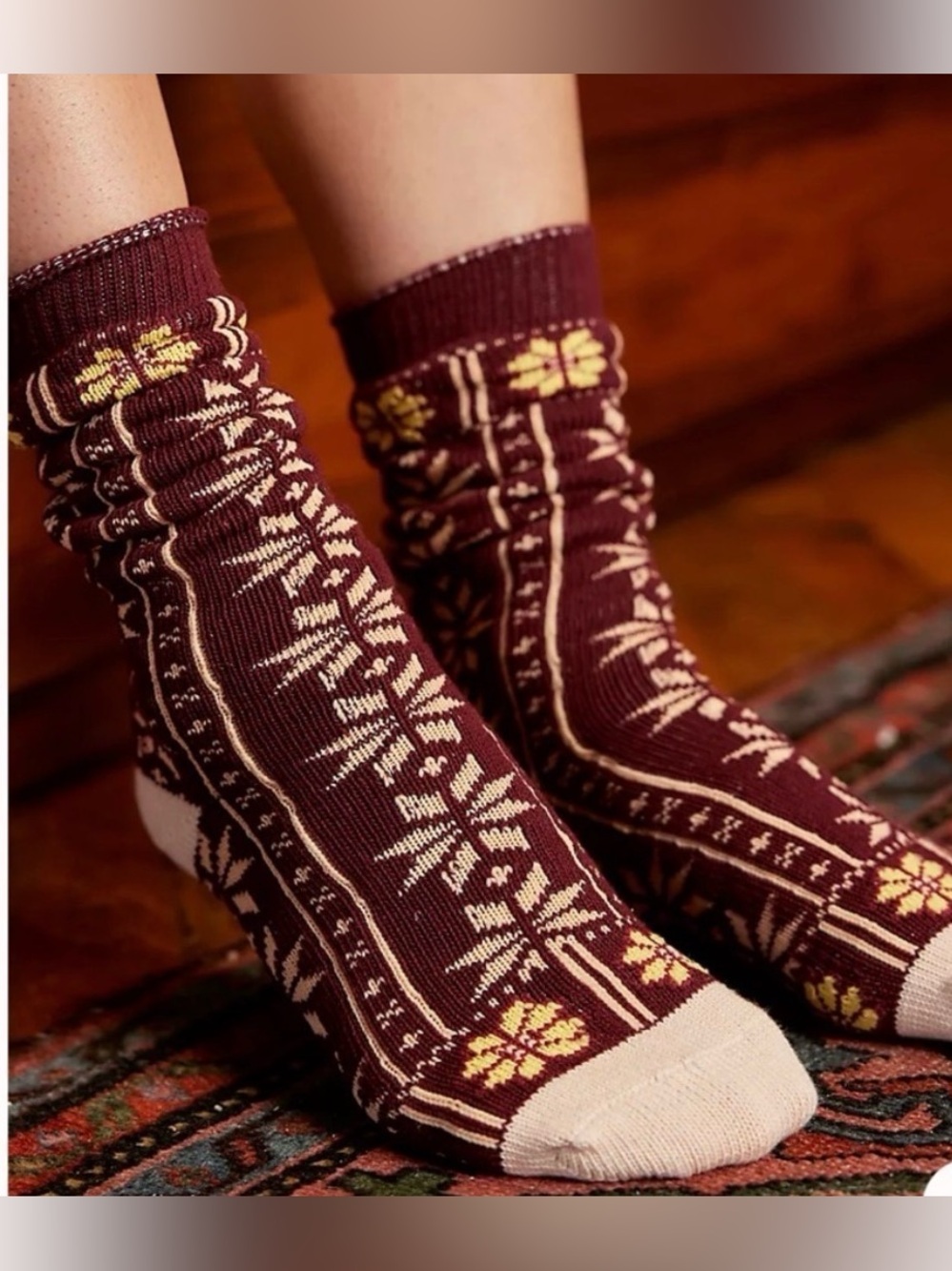 Free People Nearly Nordic Sock. NWT. Burgundy